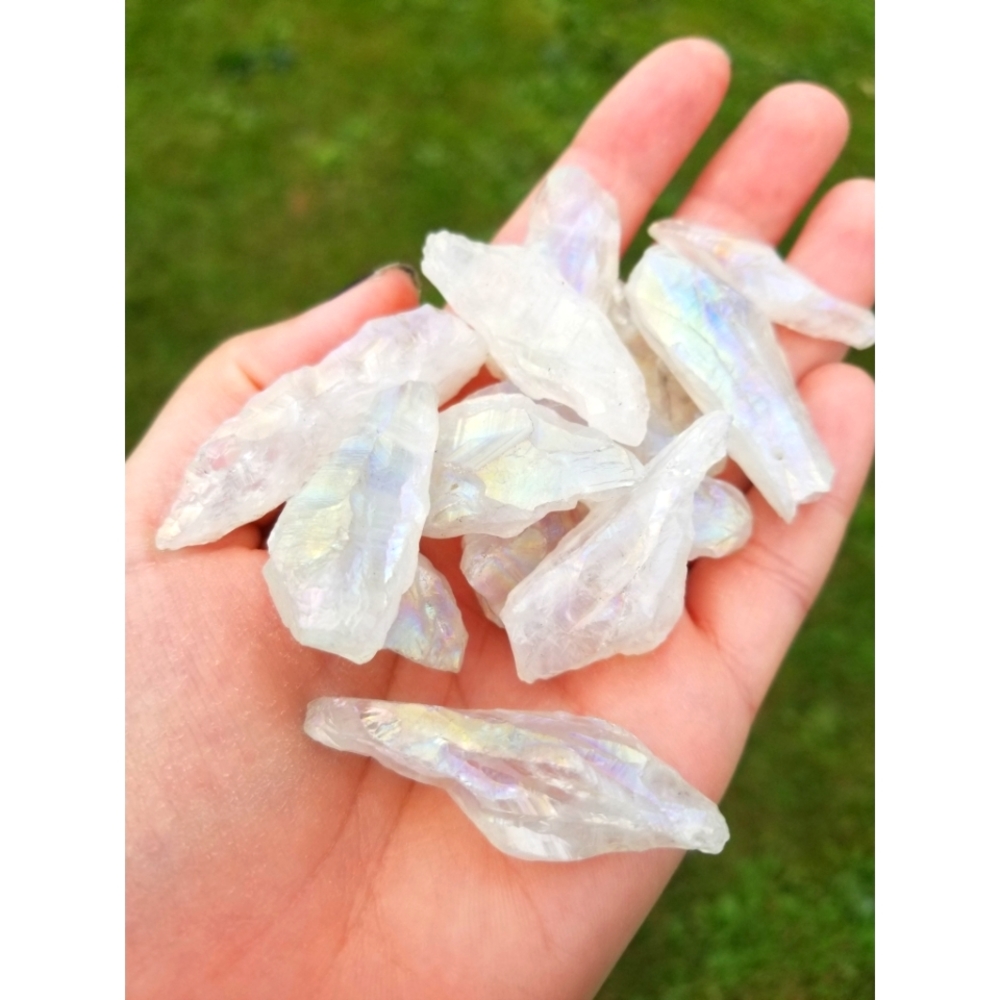 ⭐3 for 25⭐Raw drilled Angel Aura quartz crystals